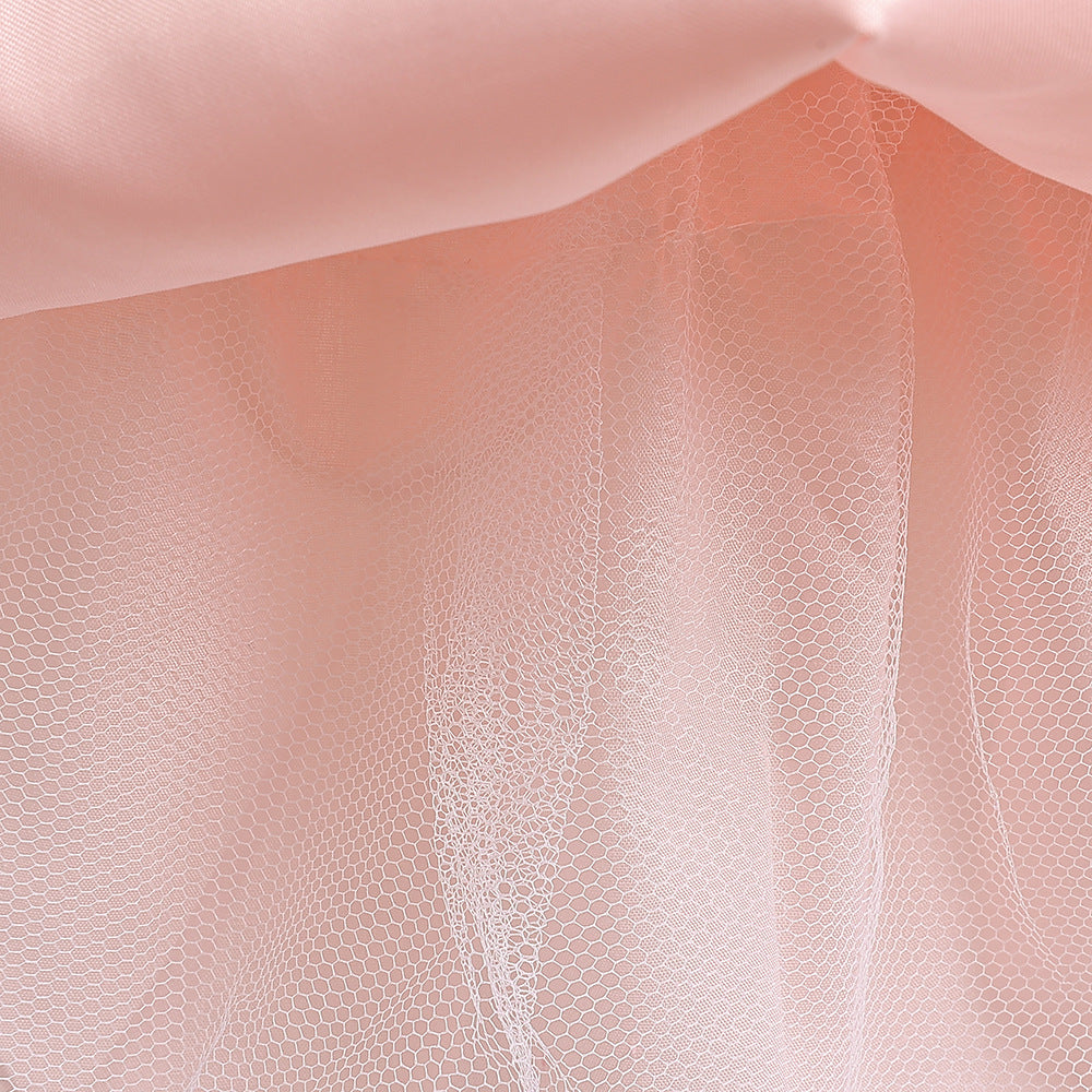 Adorable Satin Princess Dress with Bow & Ruffles for Girls (Ages 3-8) | Tea Length Party Gown