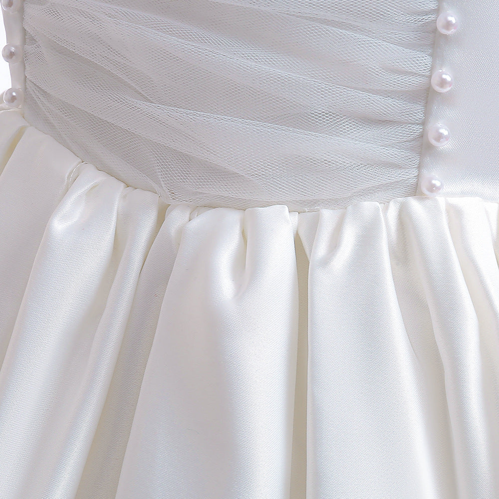 Adorable Satin Princess Dress with Bow & Ruffles for Girls (Ages 3-8) | Tea Length Party Gown