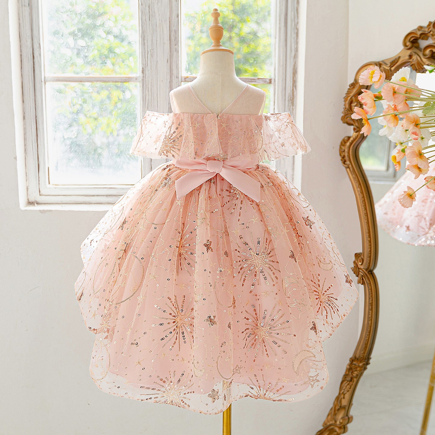 Sequin High-Low Off Shoulder Princess Dress for Girls (Ages 3-10)