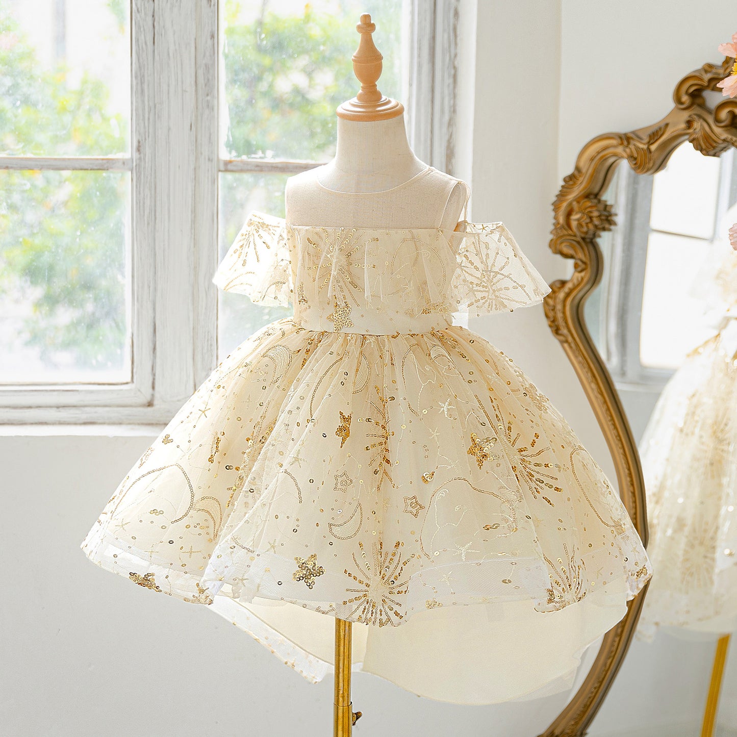 Sequin High-Low Off Shoulder Princess Dress for Girls (Ages 3-10)