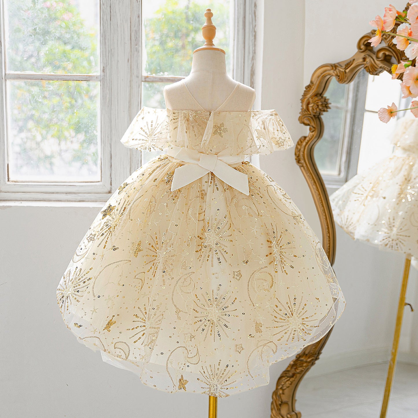 Sequin High-Low Off Shoulder Princess Dress for Girls (Ages 3-10)