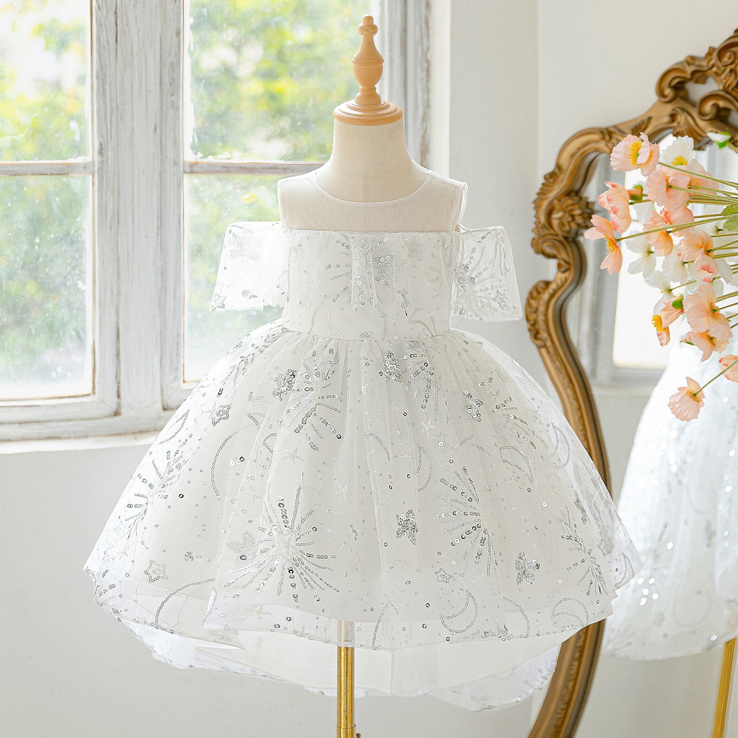 Sequin High-Low Off Shoulder Princess Dress for Girls (Ages 3-10)