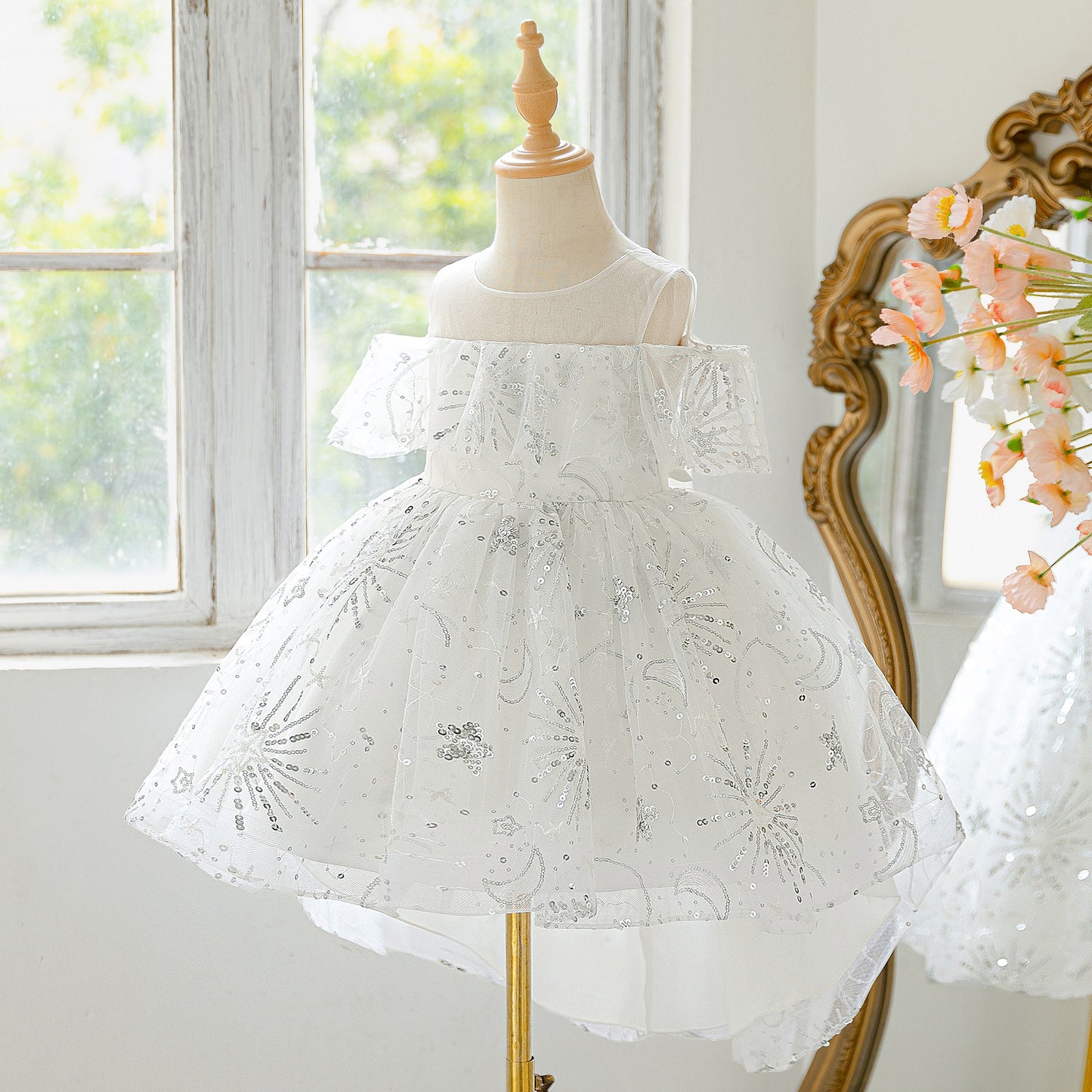 Sequin High-Low Off Shoulder Princess Dress for Girls (Ages 3-10)