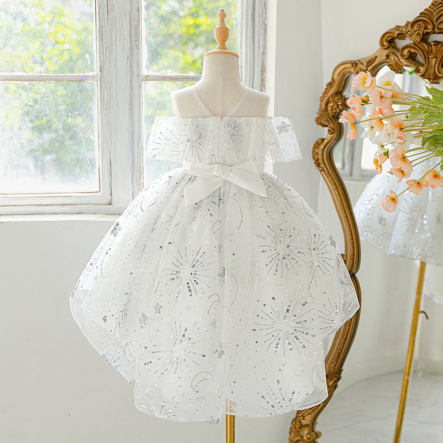 Sequin High-Low Off Shoulder Princess Dress for Girls (Ages 3-10)