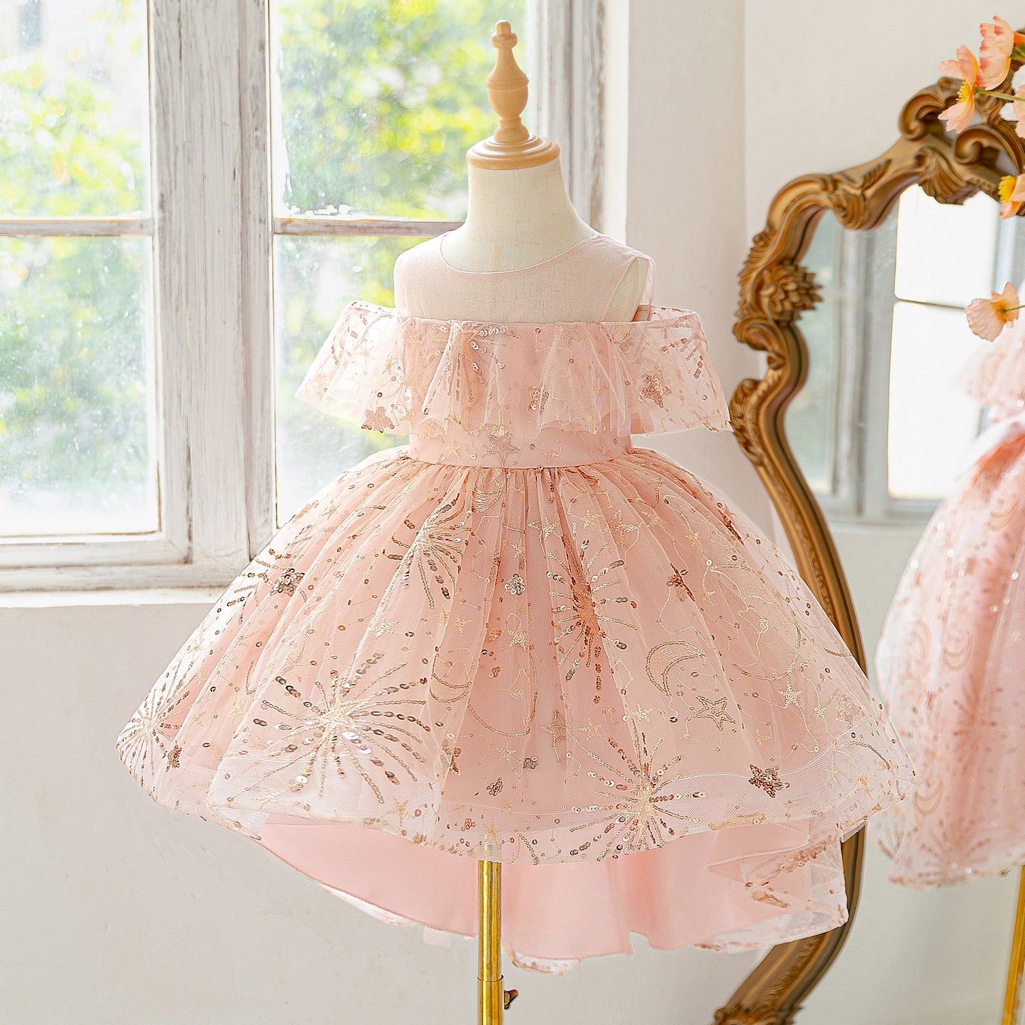Sequin High-Low Off Shoulder Princess Dress for Girls (Ages 3-10)
