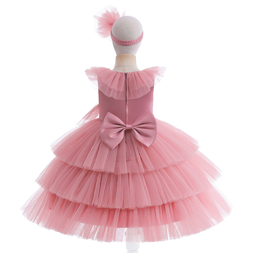 Cute Tiered Tulle A-Line Dress for Girls – Party & Flower Girl Princess Dress