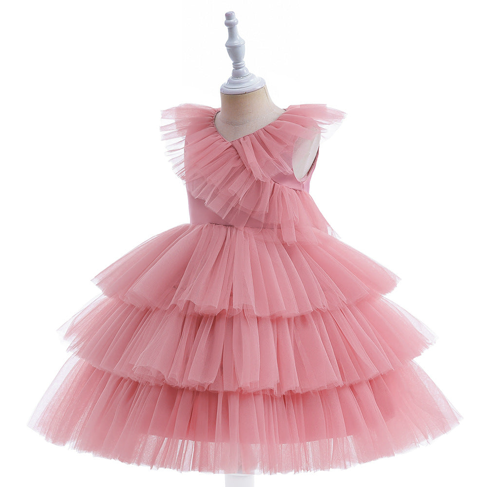 Cute Tiered Tulle A-Line Dress for Girls – Party & Flower Girl Princess Dress