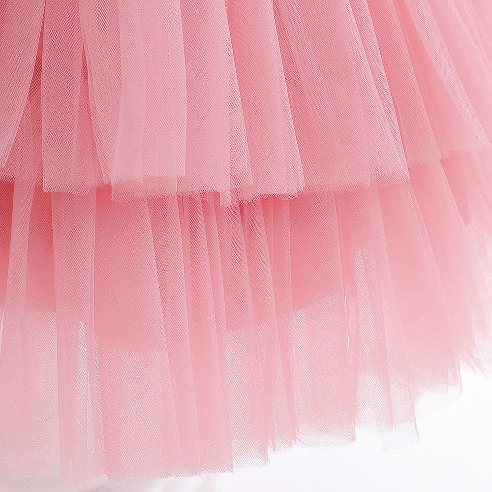 Cute Tiered Tulle A-Line Dress for Girls – Party & Flower Girl Princess Dress