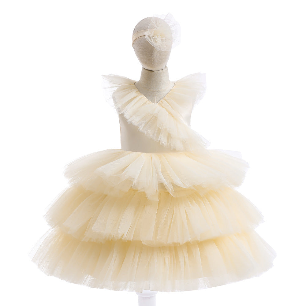 Cute Tiered Tulle A-Line Dress for Girls – Party & Flower Girl Princess Dress