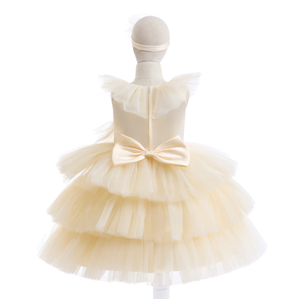 Cute Tiered Tulle A-Line Dress for Girls – Party & Flower Girl Princess Dress