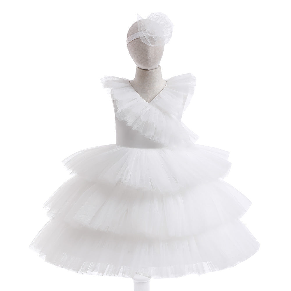 Cute Tiered Tulle A-Line Dress for Girls – Party & Flower Girl Princess Dress
