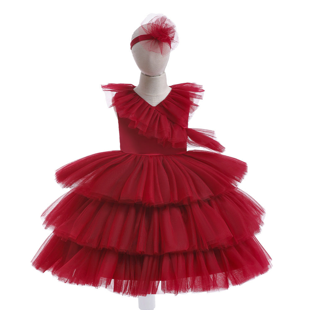 Cute Tiered Tulle A-Line Dress for Girls – Party & Flower Girl Princess Dress
