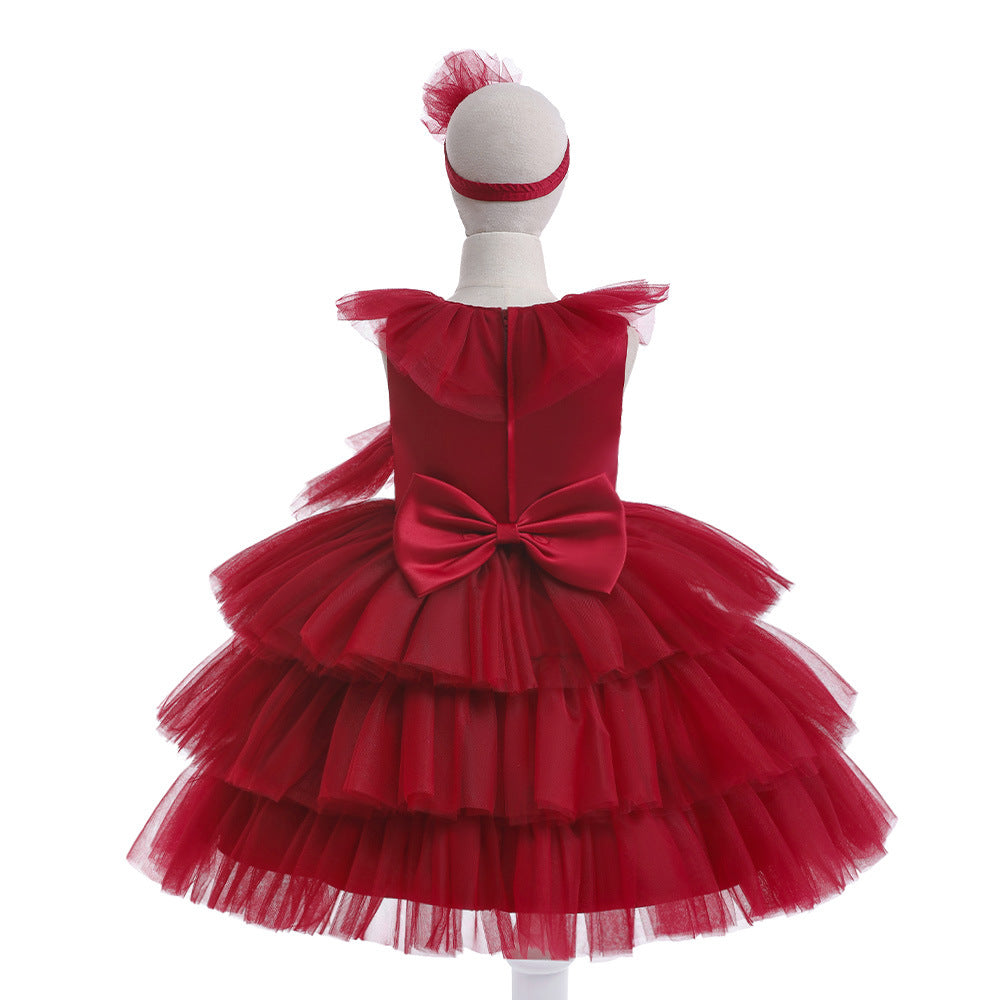 Cute Tiered Tulle A-Line Dress for Girls – Party & Flower Girl Princess Dress