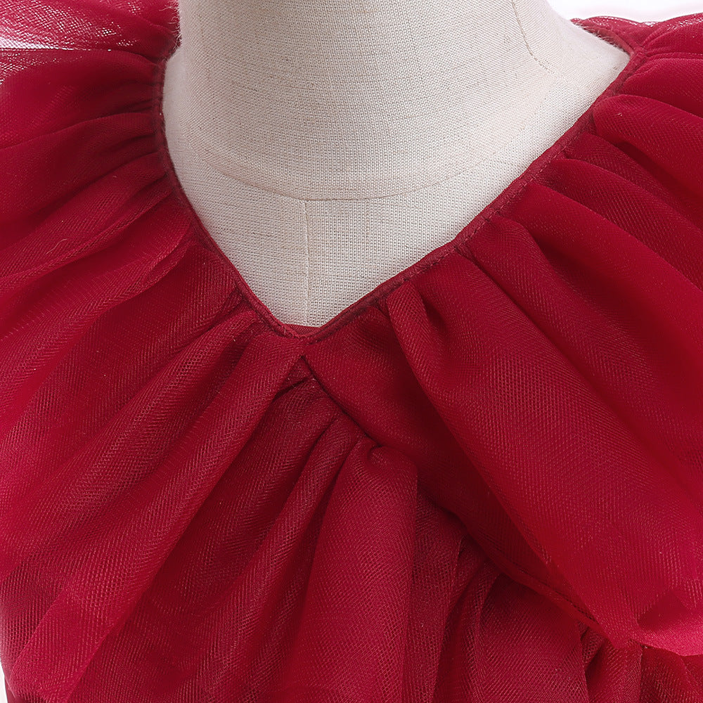 Cute Tiered Tulle A-Line Dress for Girls – Party & Flower Girl Princess Dress