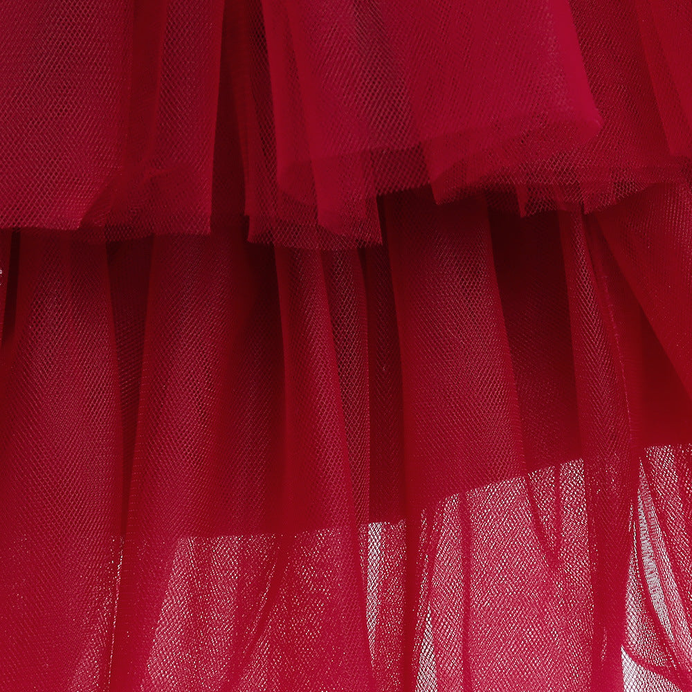 Cute Tiered Tulle A-Line Dress for Girls – Party & Flower Girl Princess Dress