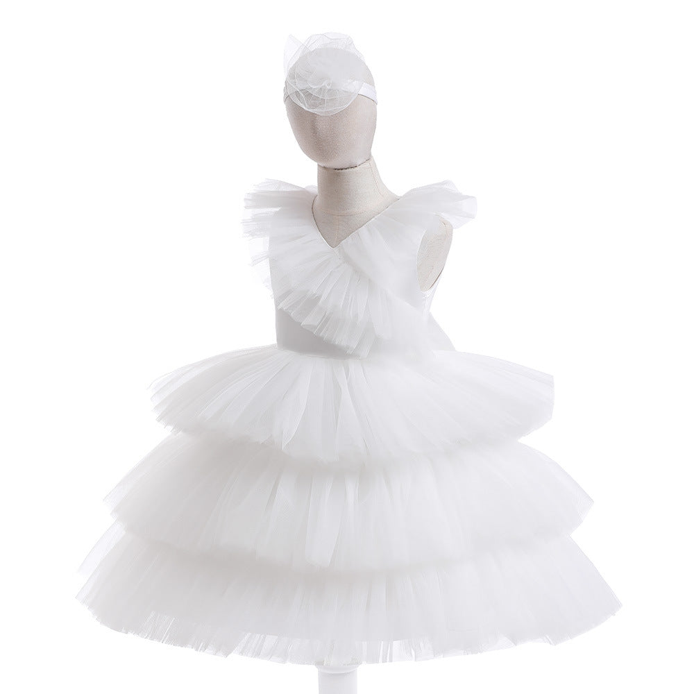 Cute Tiered Tulle A-Line Dress for Girls – Party & Flower Girl Princess Dress