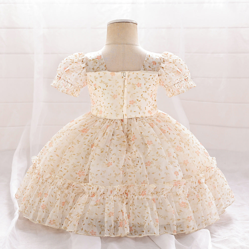 Frocklet Adorable Yellow Floral Tulle Baby Dress for Parties & Holidays (9-24M) 3