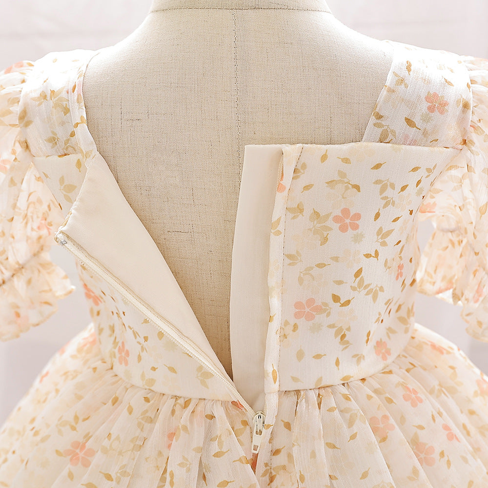 Adorable Yellow Floral Tulle Baby Dress for Parties & Holidays (9-24M)