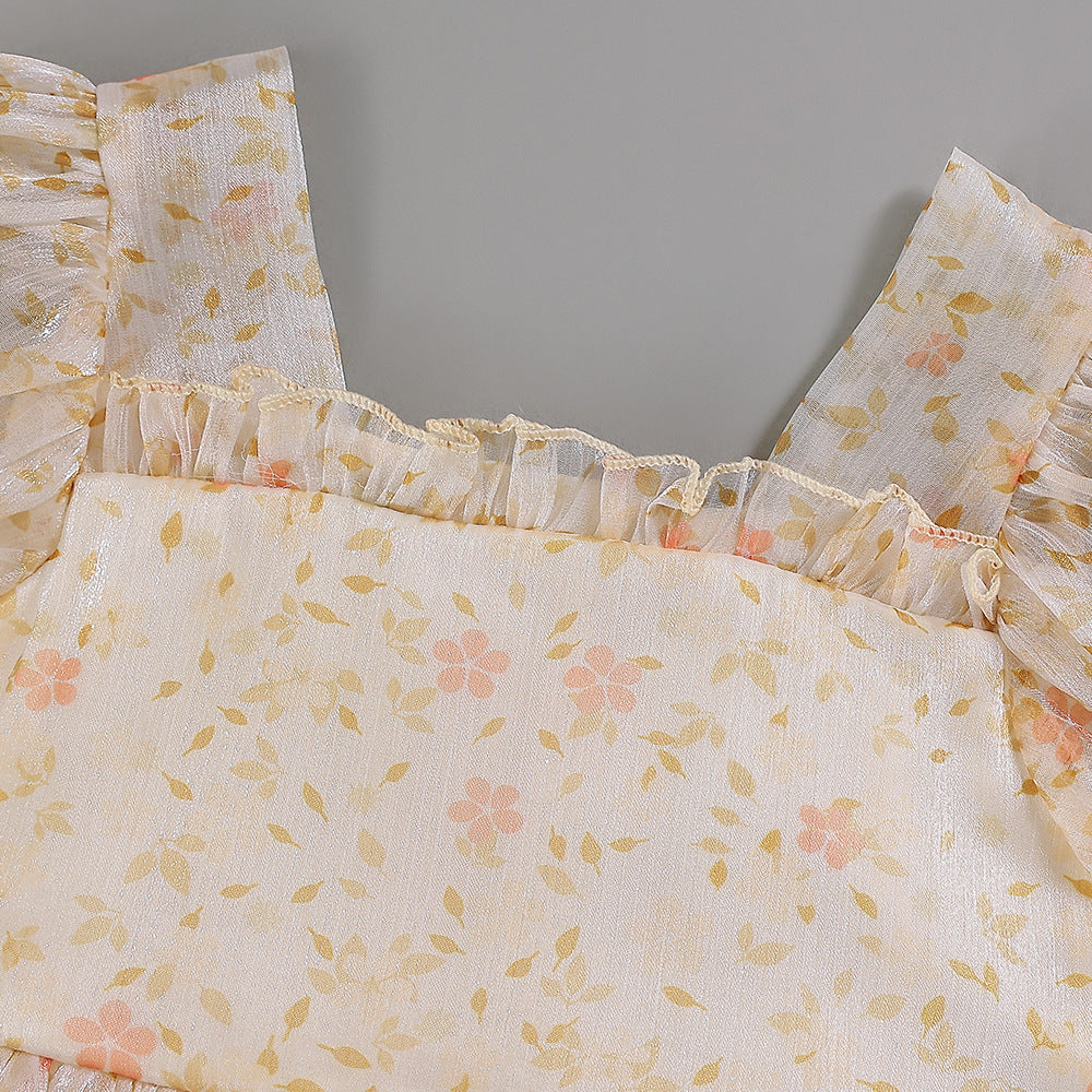 Adorable Yellow Floral Tulle Baby Dress for Parties & Holidays (9-24M)