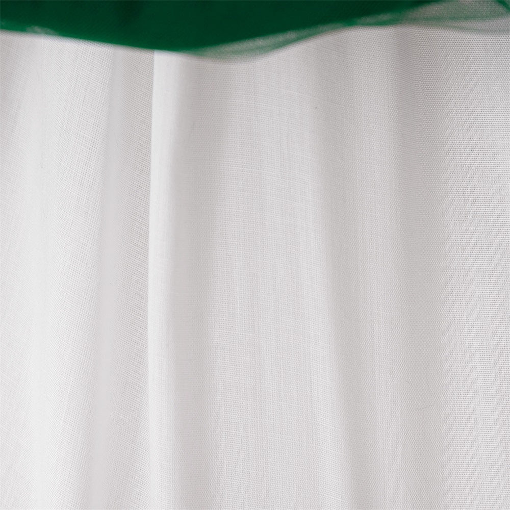 Cute Dark Green Puffy Ball Gown Satin Dress for Girls | V-Neck Tea Length Princess Outfit