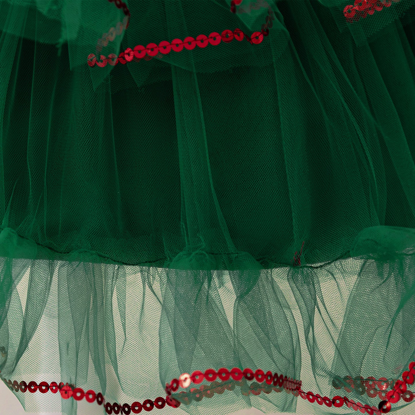 Dark Green Tiered Sequin Tulle Party Dress for Girls – Tea Length Festive Gown