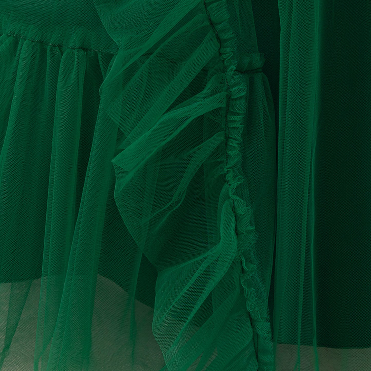 Dark Green Tiered Tulle Maxi Dress for Girls – Princess A-Line Party Gown