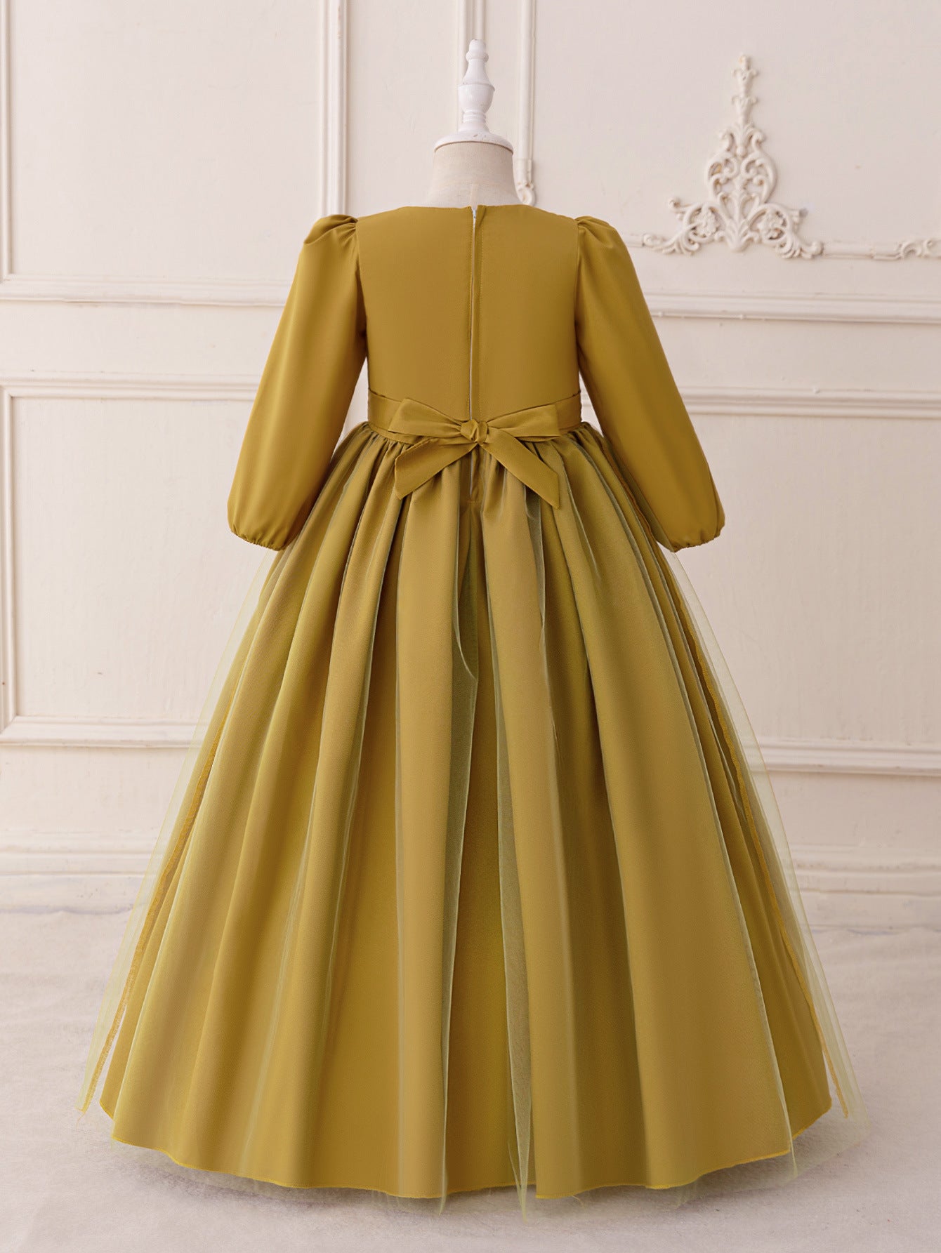 A-Line Elegant Embroidered Maxi Tulle Dress for Girls | Special Occasion Formalwear