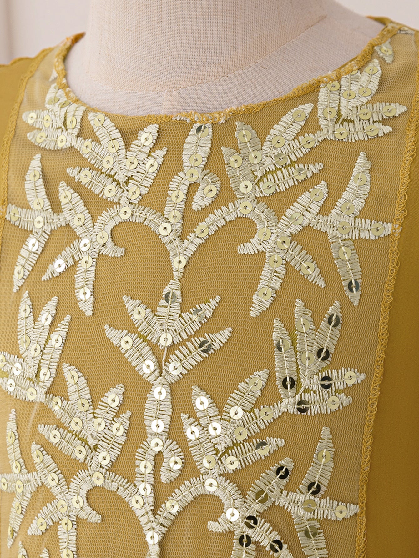 A-Line Elegant Embroidered Maxi Tulle Dress for Girls | Special Occasion Formalwear
