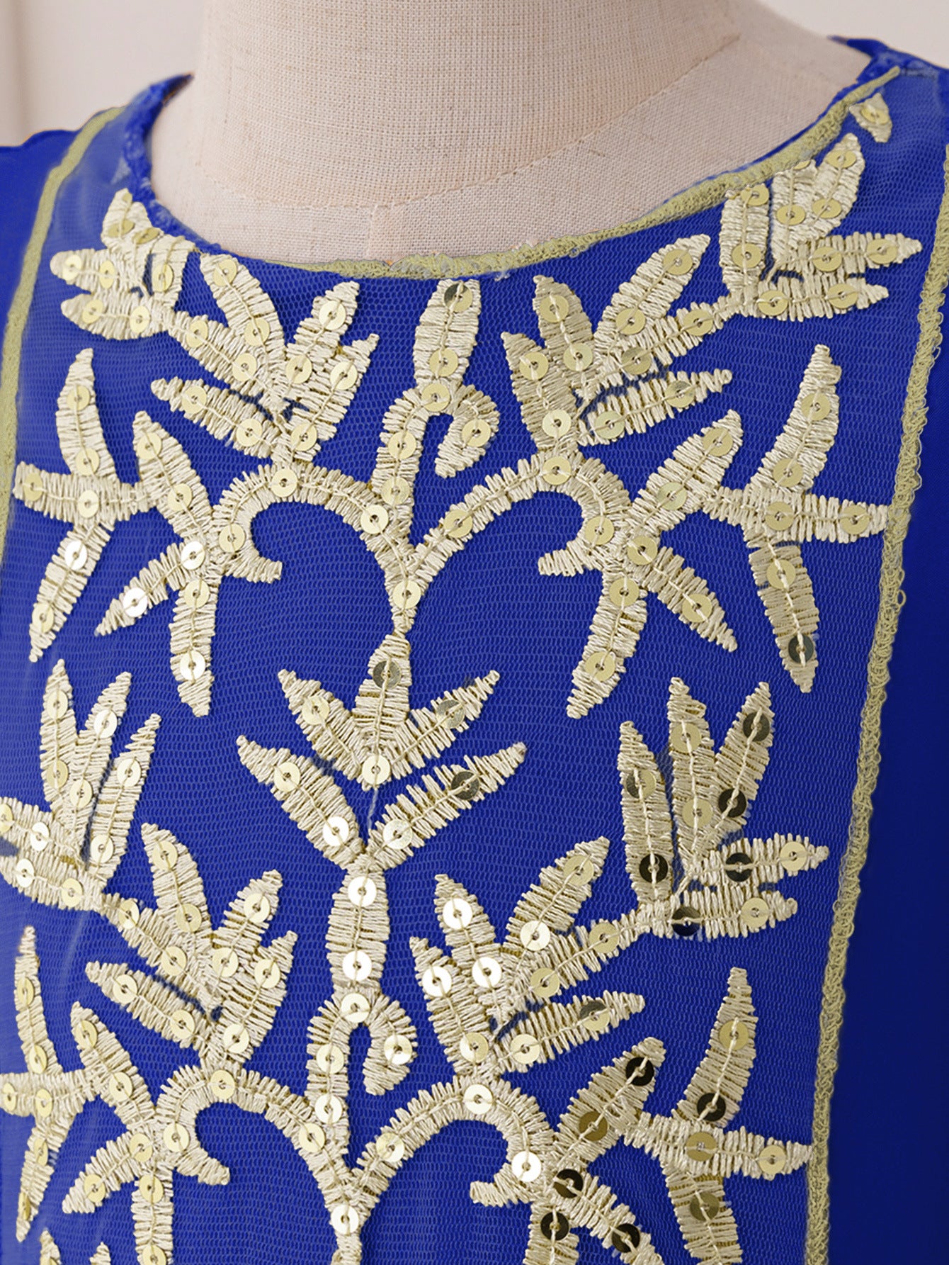 A-Line Elegant Embroidered Maxi Tulle Dress for Girls | Special Occasion Formalwear