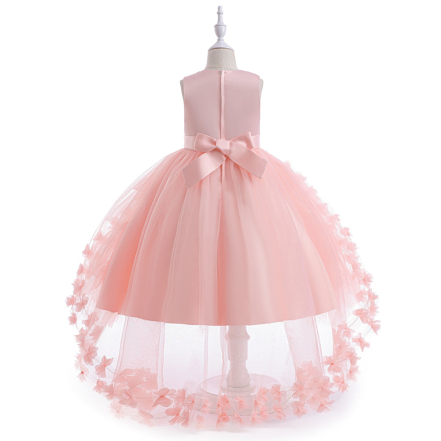 Cute Puffy Embroidered Tulle High-Low Ball Gown Dress for Girls | Party & Flower Girl Dress