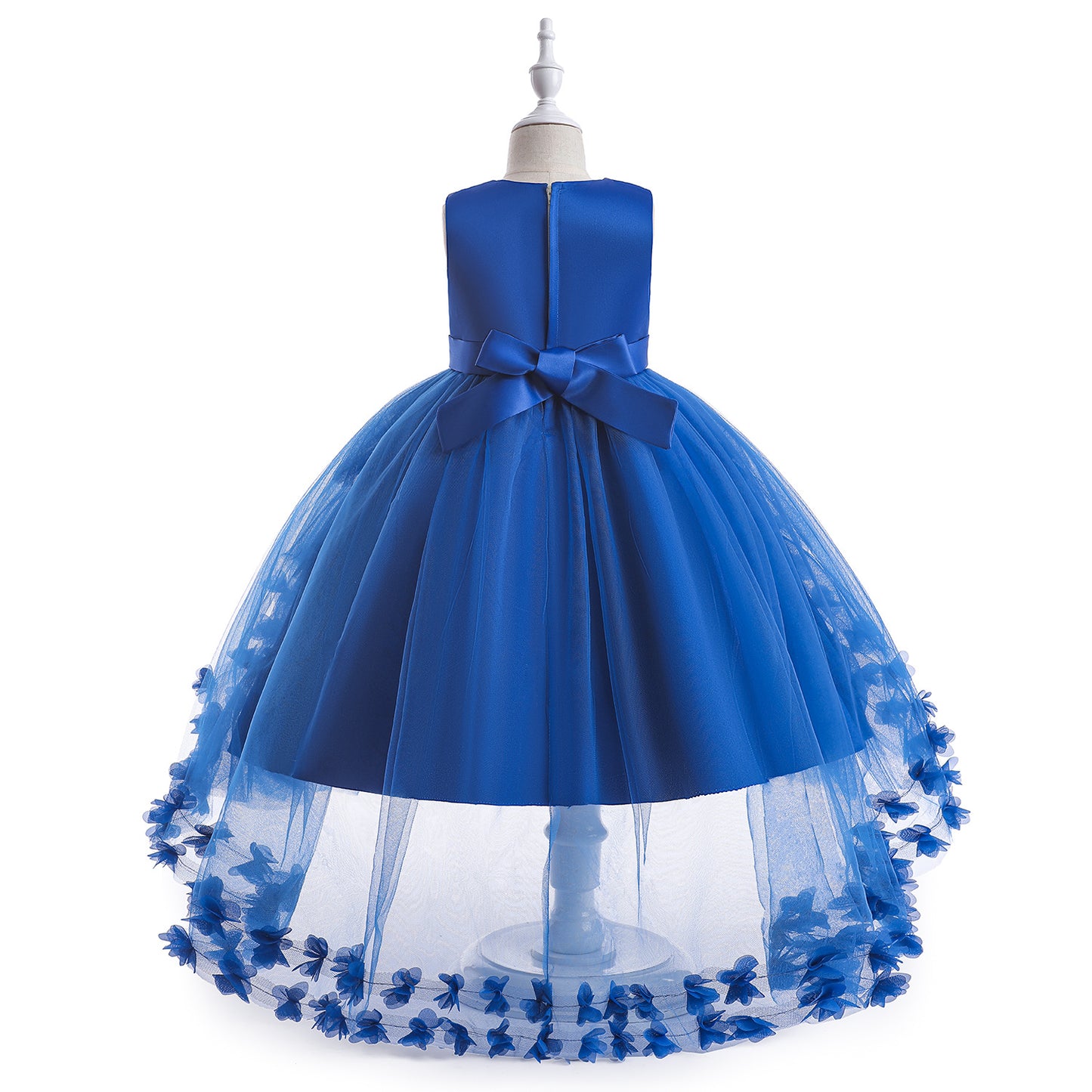 Cute Puffy Embroidered Tulle High-Low Ball Gown Dress for Girls | Party & Flower Girl Dress