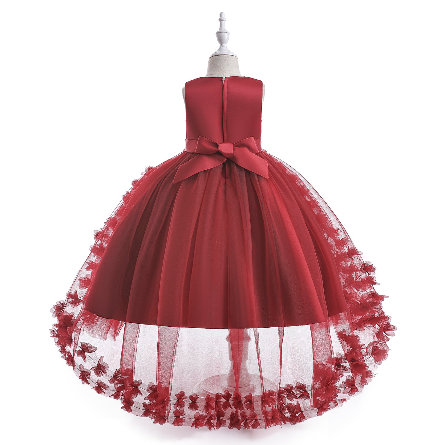 Cute Puffy Embroidered Tulle High-Low Ball Gown Dress for Girls | Party & Flower Girl Dress