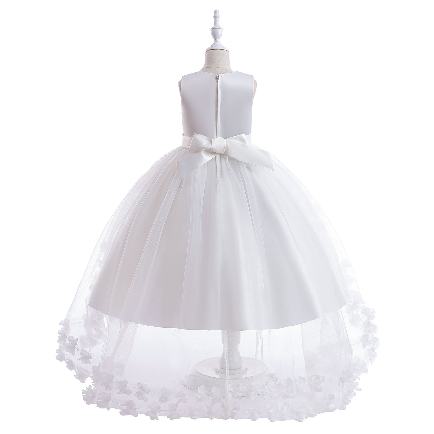 Cute Puffy Embroidered Tulle High-Low Ball Gown Dress for Girls | Party & Flower Girl Dress