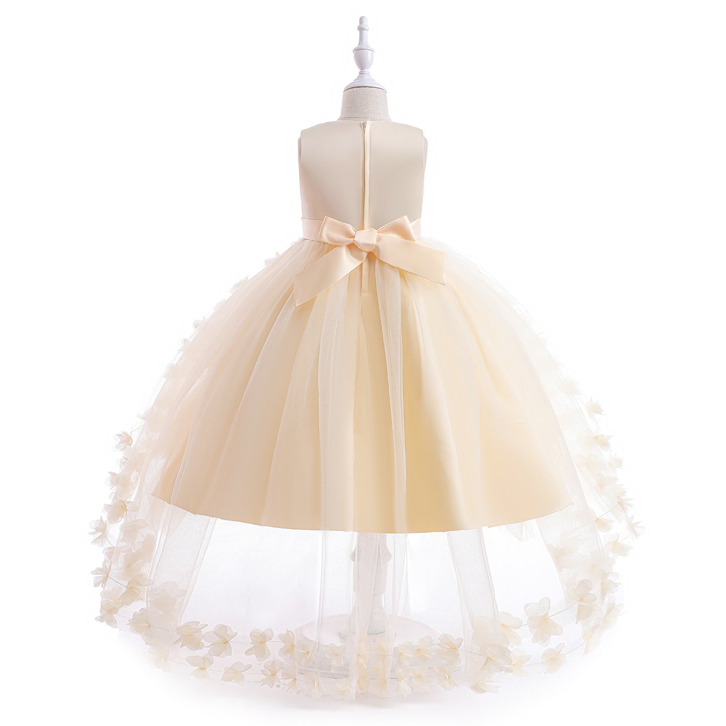 Cute Puffy Embroidered Tulle High-Low Ball Gown Dress for Girls | Party & Flower Girl Dress