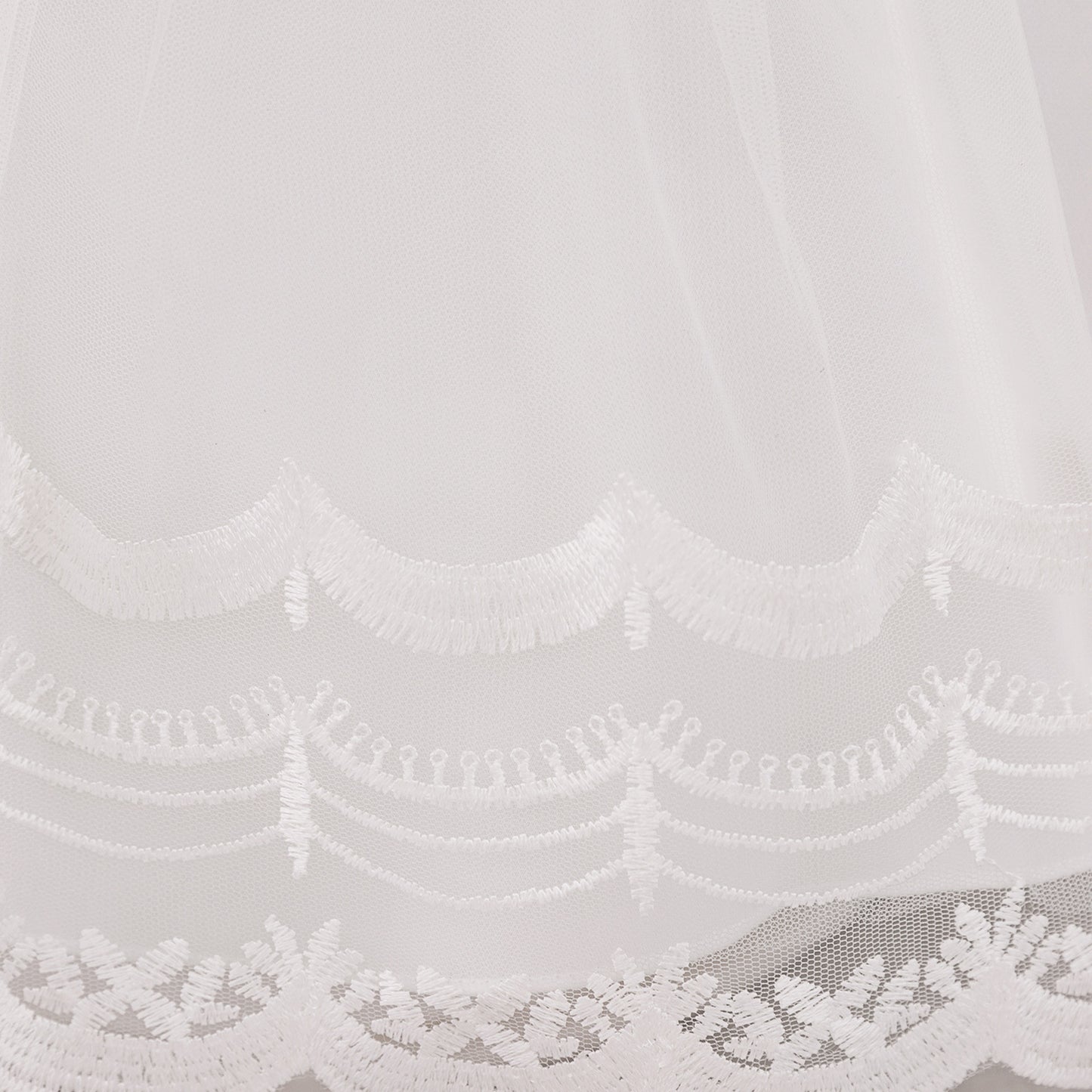 Cute Embroidered Puffy Baby Party Dress in Lace & Tulle - White for 3-24 Months