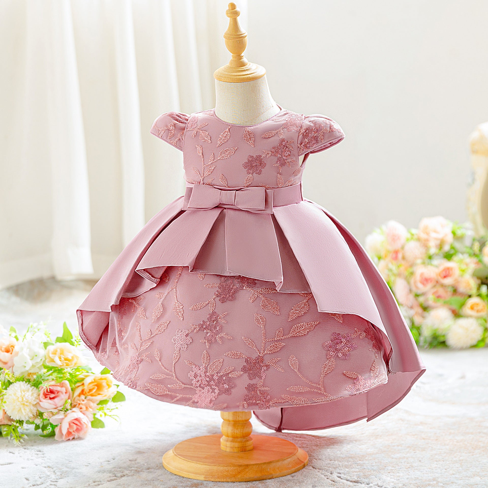 Frocklet Cute Puffy High-Low Satin Ball Gown for Little Girls – Party & Flower Girl Dress 10