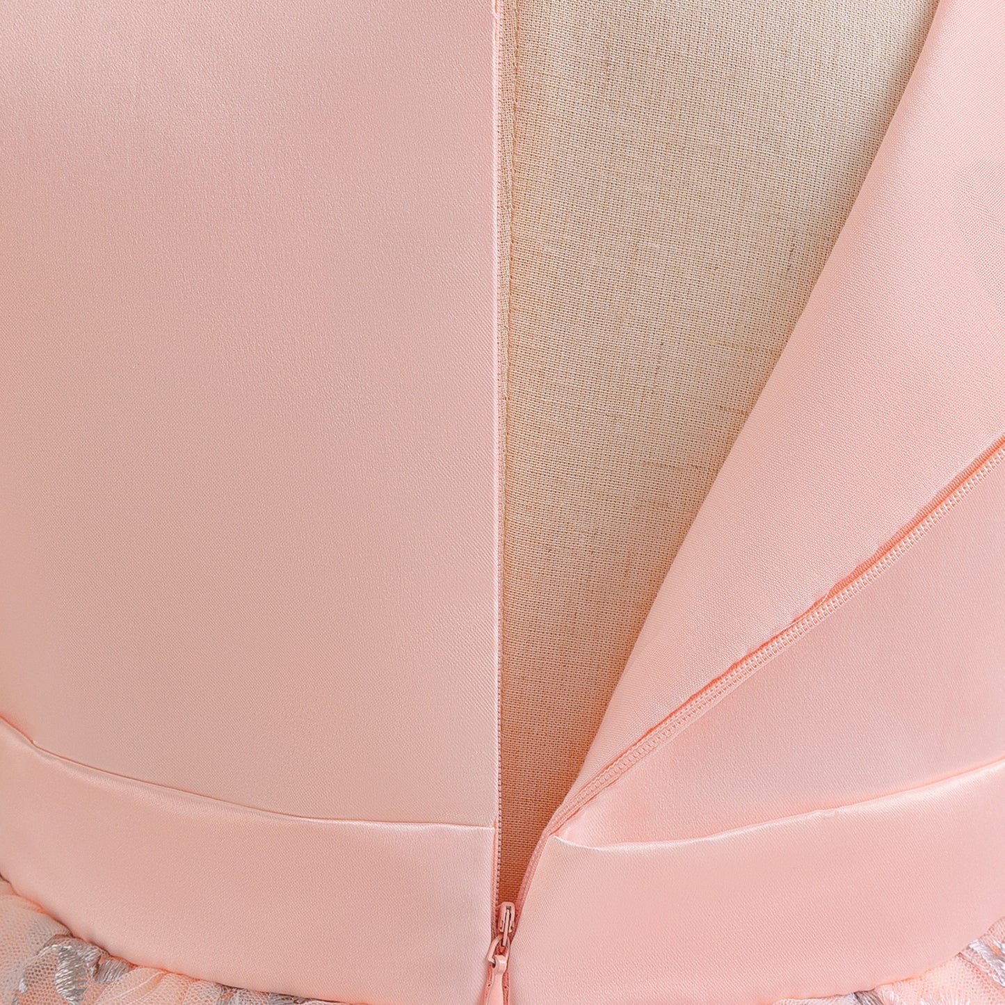 Light Pink Embroidered Puffy Princess Dress for Girls | Satin & Tulle Ball Gown