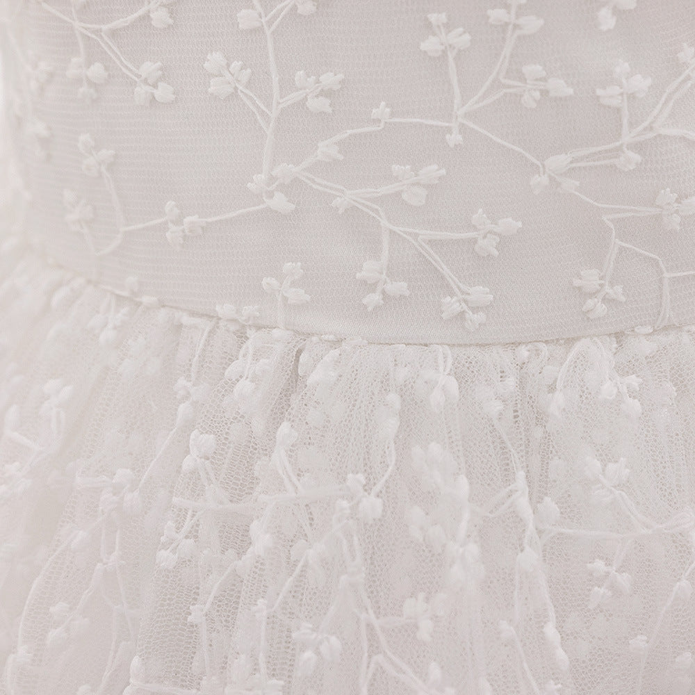 Puffy Sleeve Embroidered Princess Dress for Little Girls – Tulle Flower Girl & Party Gown