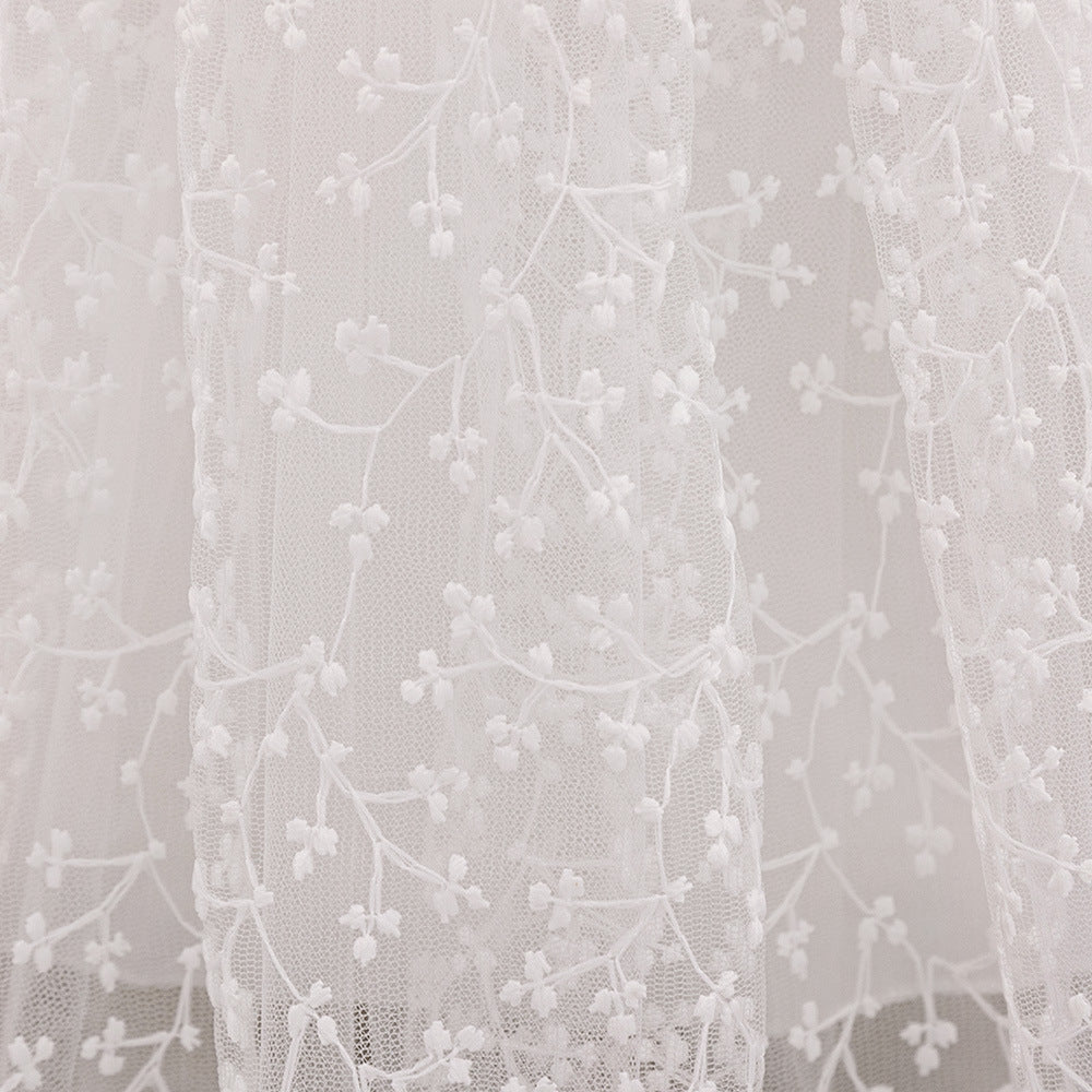 Puffy Sleeve Embroidered Princess Dress for Little Girls – Tulle Flower Girl & Party Gown