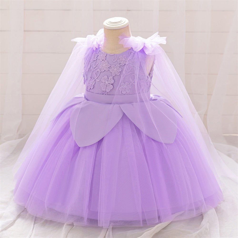 Cute Puffy Embroidered Tulle Ball Gown Dress for Girls (9M-4Y)