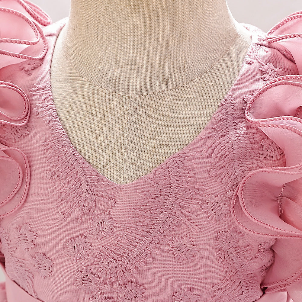 Embroidered Tiered Tulle A-Line Baby Dress for Special Occasions | Cute Baby Girl Party Dress