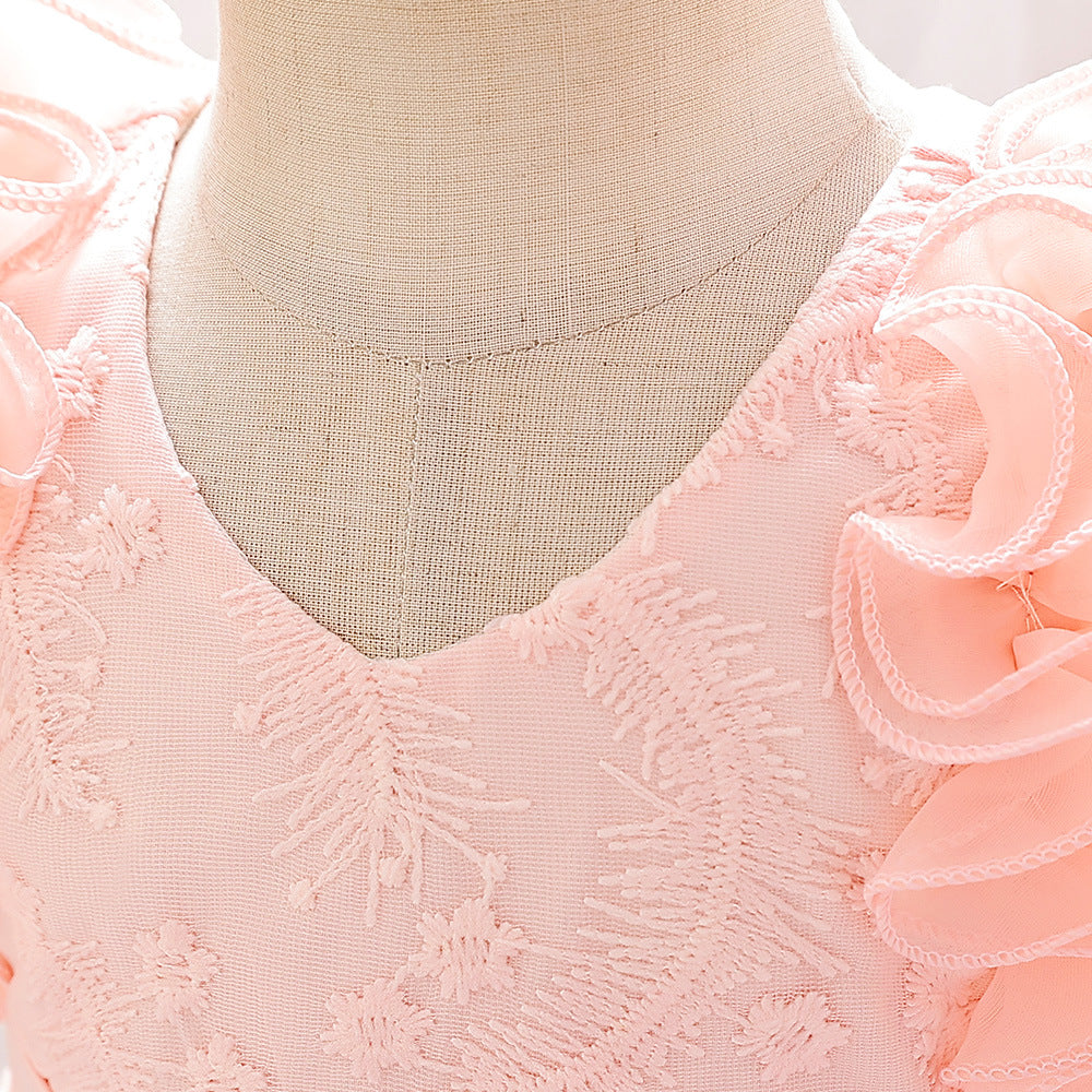 Embroidered Tiered Tulle A-Line Baby Dress for Special Occasions | Cute Baby Girl Party Dress