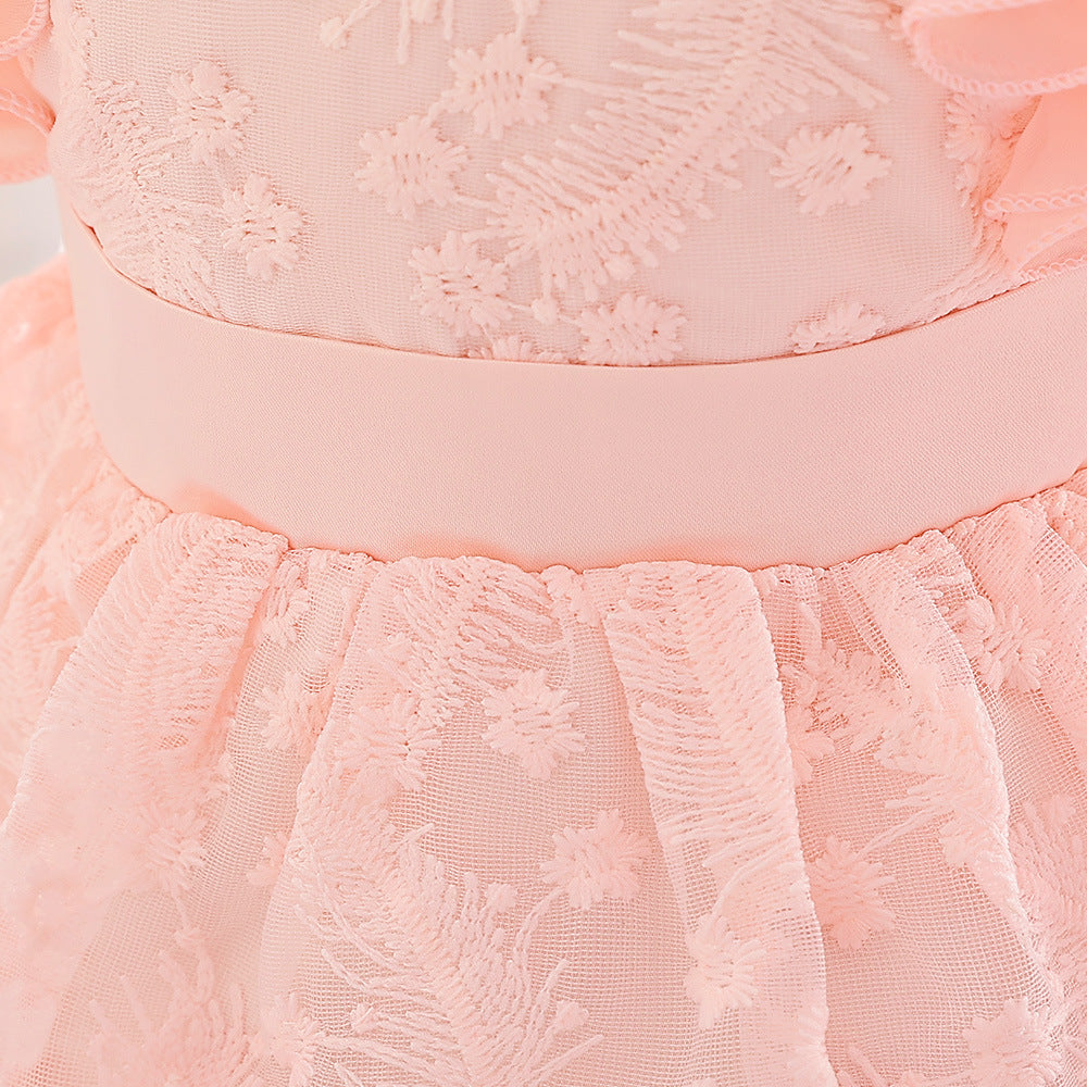 Embroidered Tiered Tulle A-Line Baby Dress for Special Occasions | Cute Baby Girl Party Dress