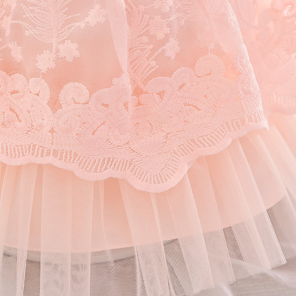 Embroidered Tiered Tulle A-Line Baby Dress for Special Occasions | Cute Baby Girl Party Dress