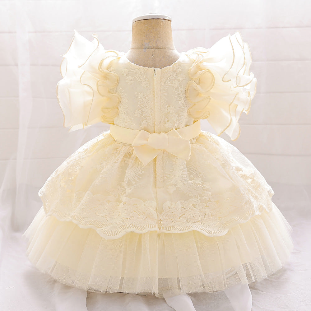 Embroidered Tiered Tulle A-Line Baby Dress for Special Occasions | Cute Baby Girl Party Dress