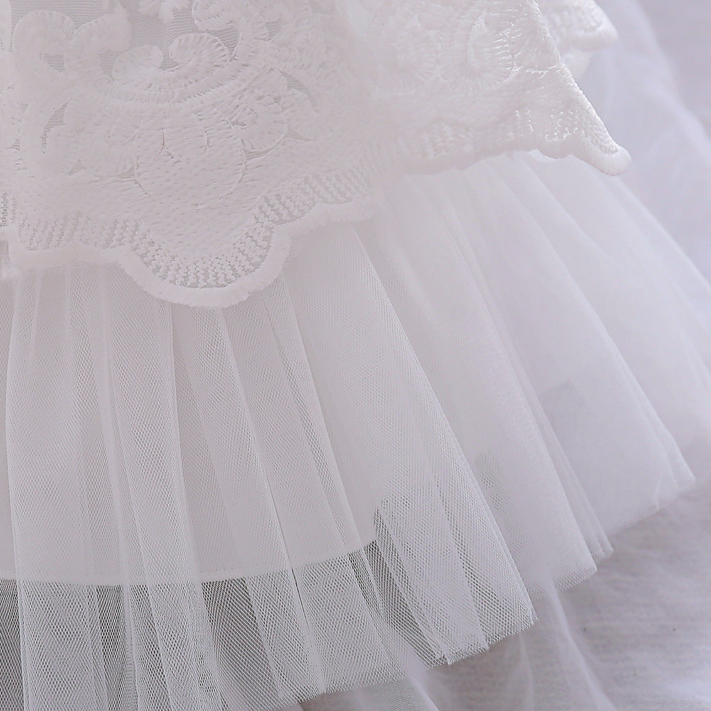 Embroidered Tiered Tulle A-Line Baby Dress for Special Occasions | Cute Baby Girl Party Dress