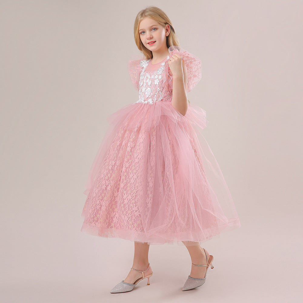 Embroidered Tulle Tiered Princess Dress for Girls – Formal Party & Wedding Wear