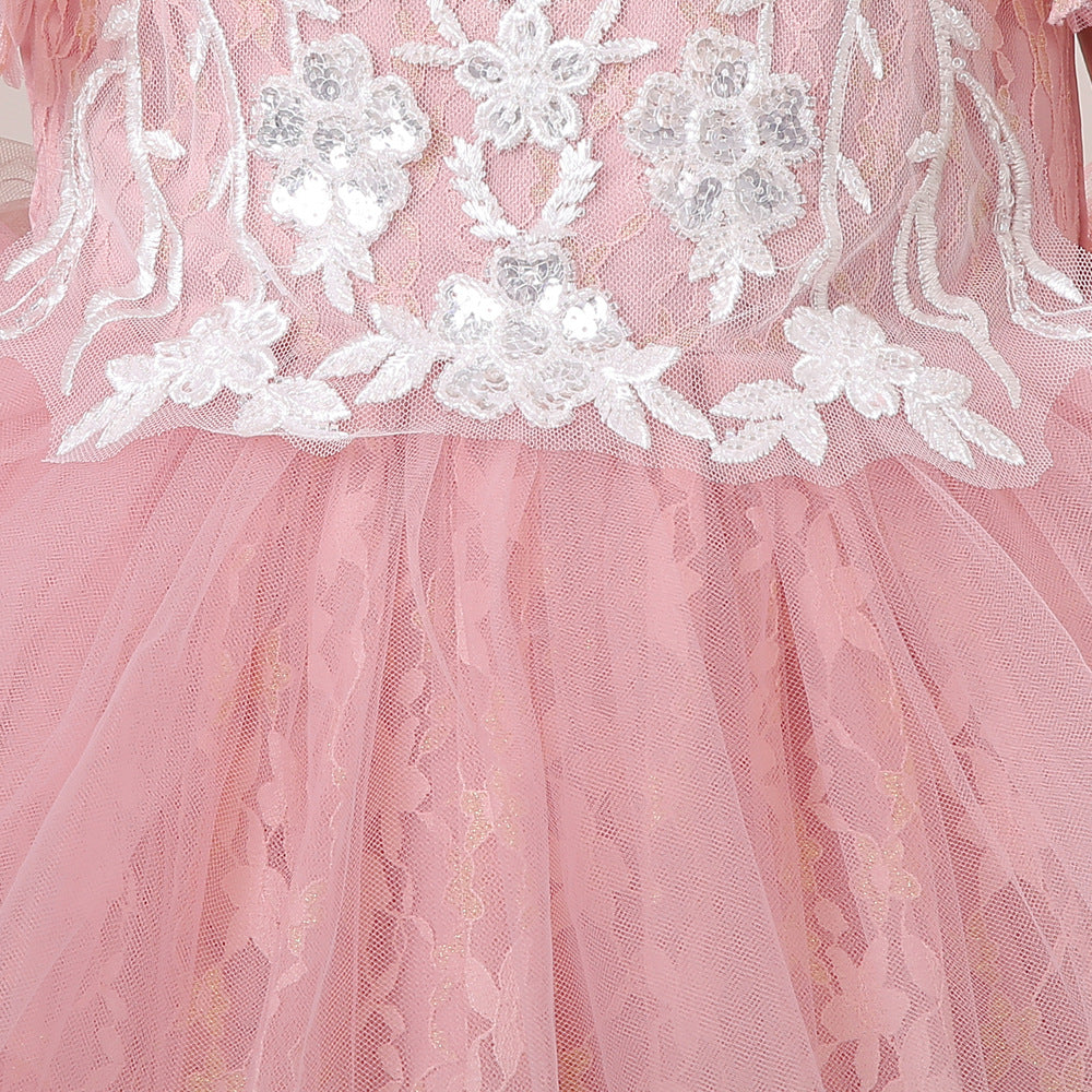 Embroidered Tulle Tiered Princess Dress for Girls – Formal Party & Wedding Wear