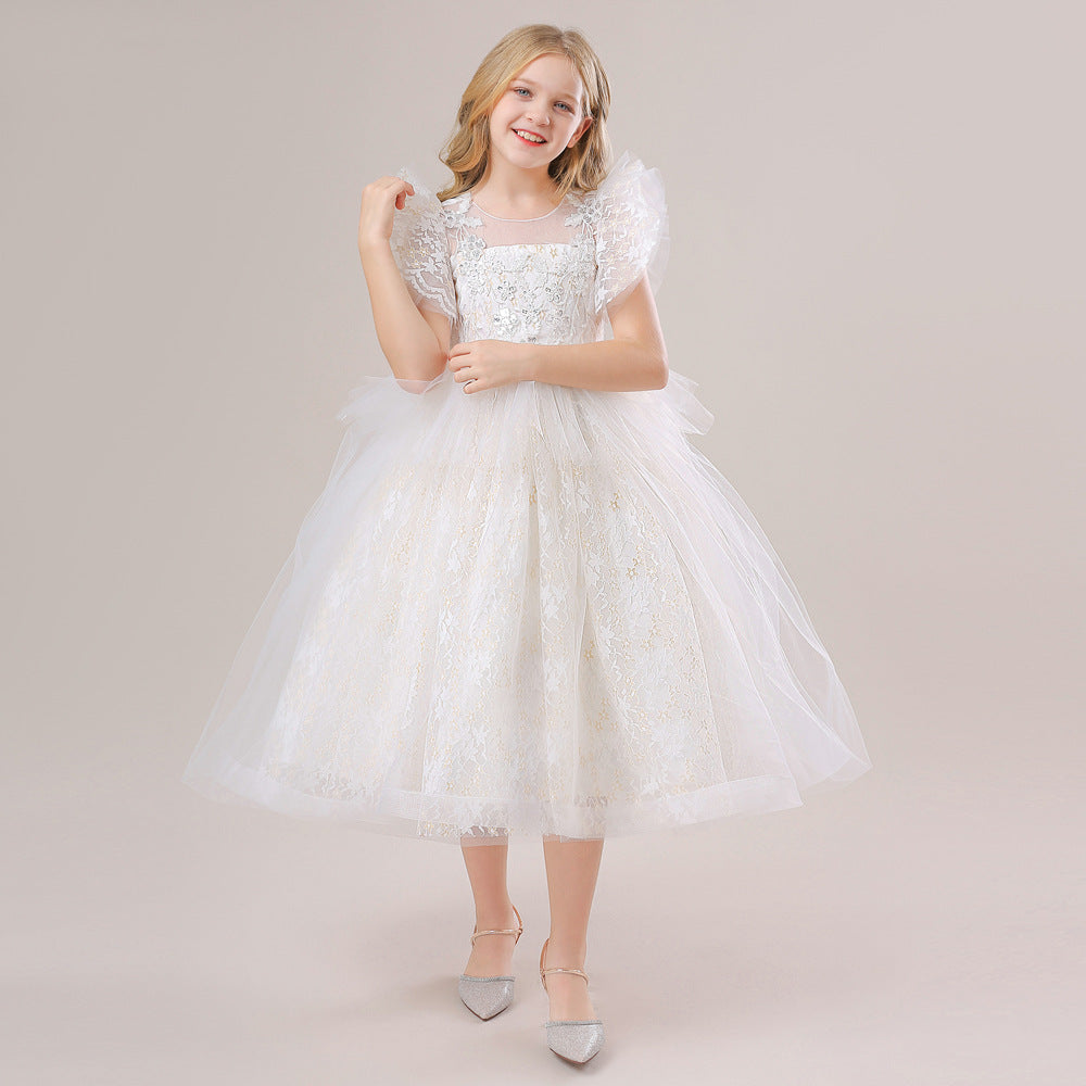 Embroidered Tulle Tiered Princess Dress for Girls – Formal Party & Wedding Wear