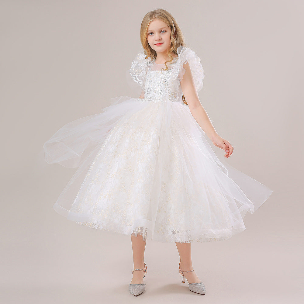 Embroidered Tulle Tiered Princess Dress for Girls – Formal Party & Wedding Wear